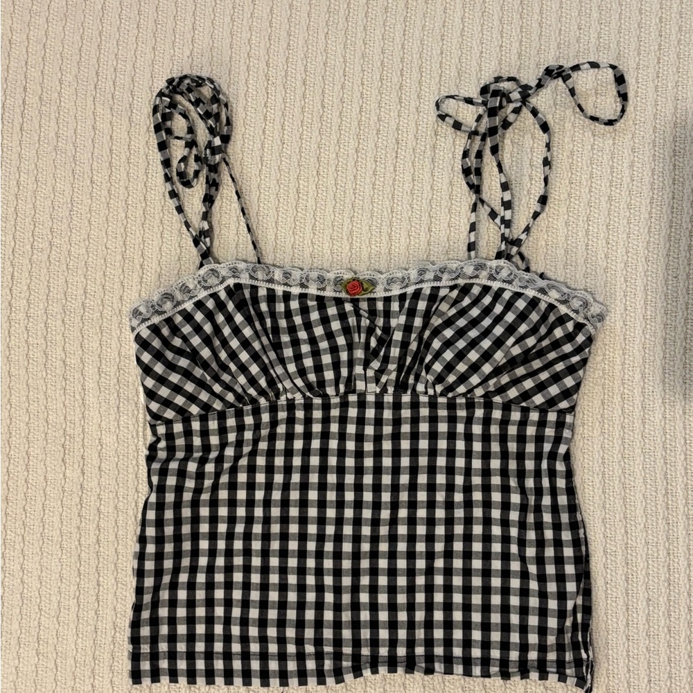 Kimchi Blue Black and White Checkered Camisole